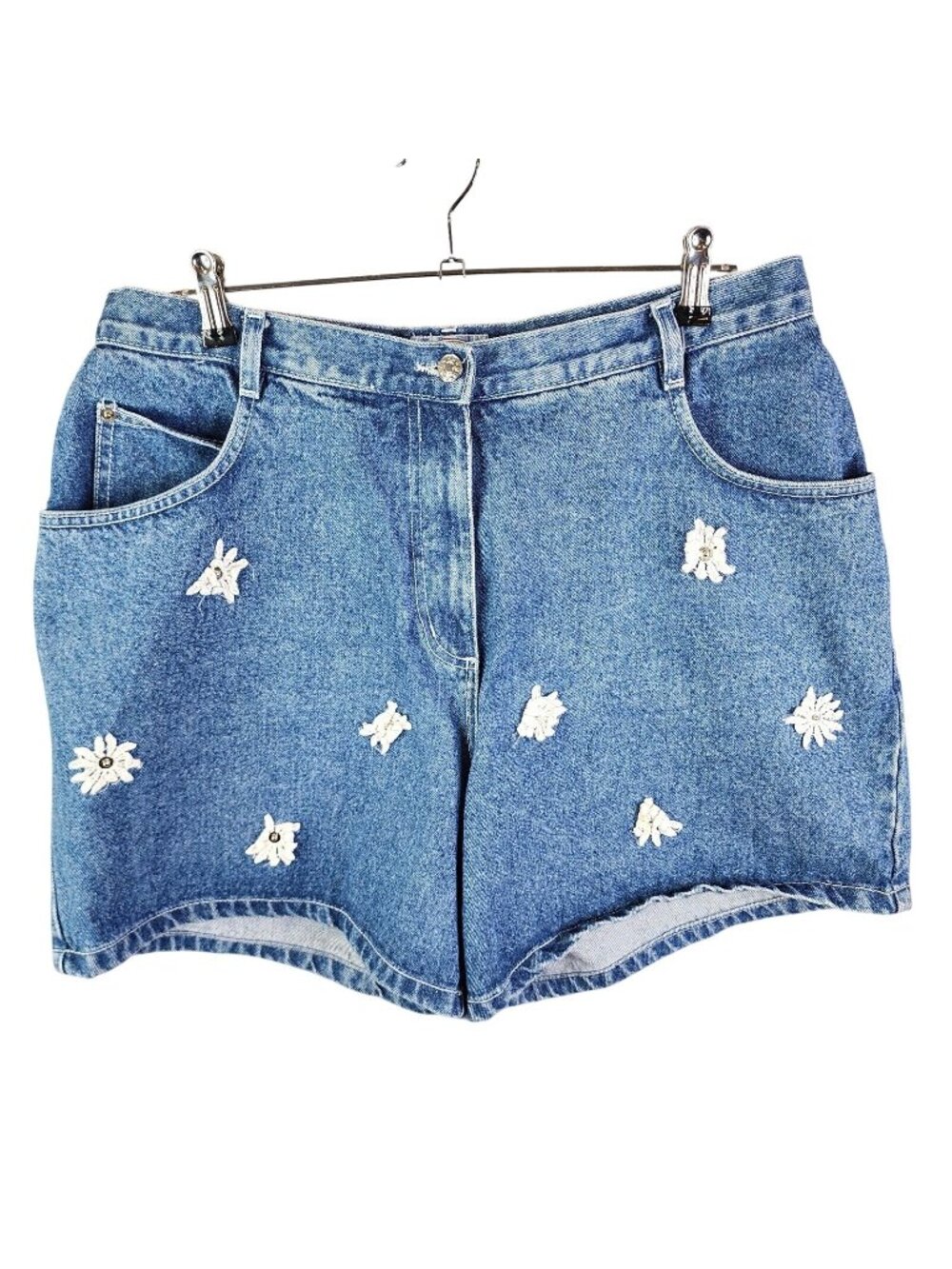 Womens Carolina Blues Blue Denim Shorts Button Front High Rise 6" Inseam Size 18